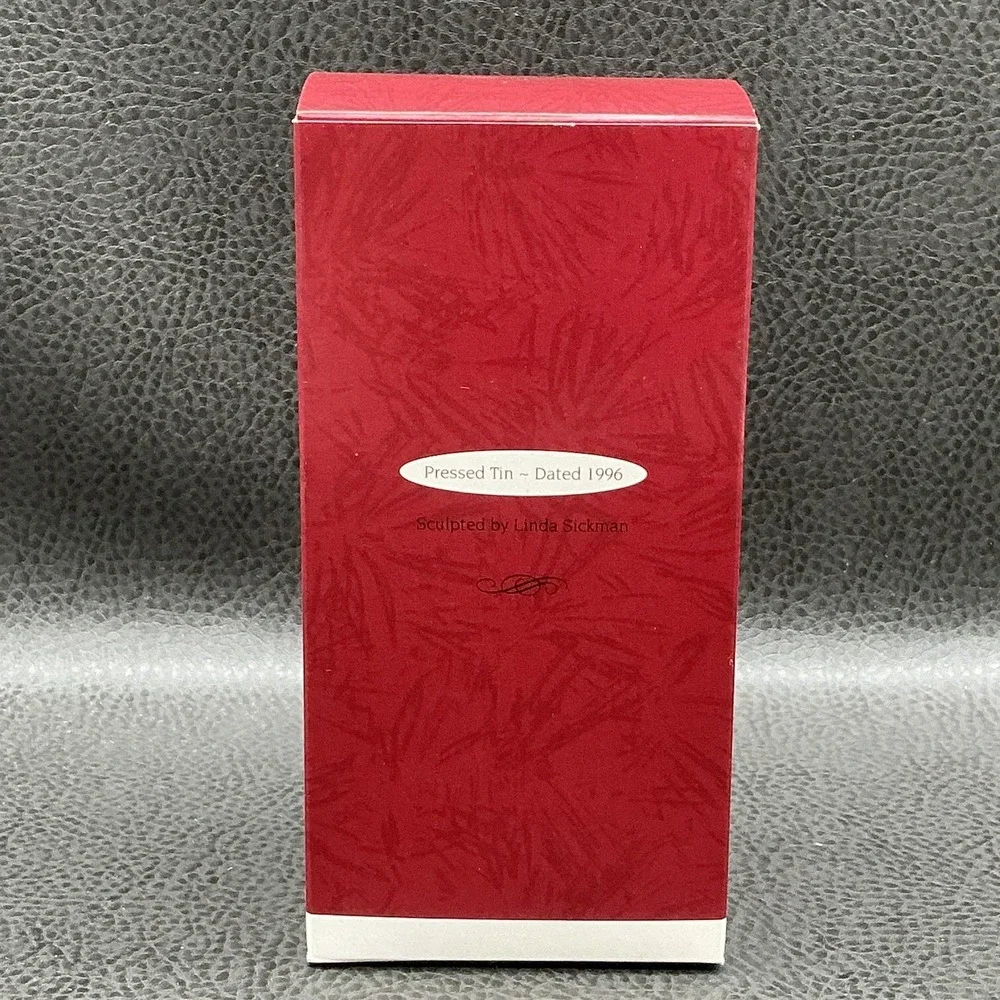 Vintage 1996 Hallmark Keepsake Woodland Santa Pressed Tin Ornament W Box